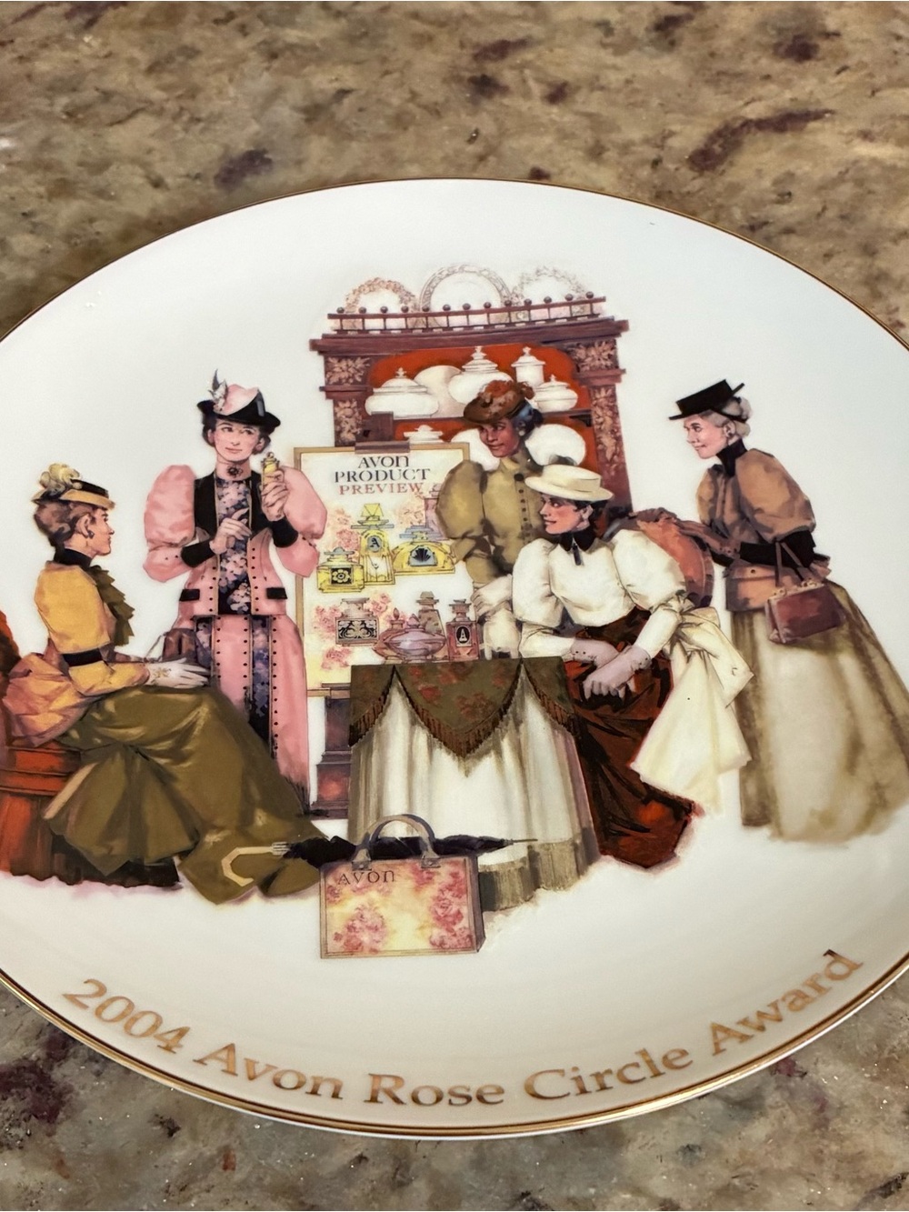 Avon White Collector Plate with Gold Lettering